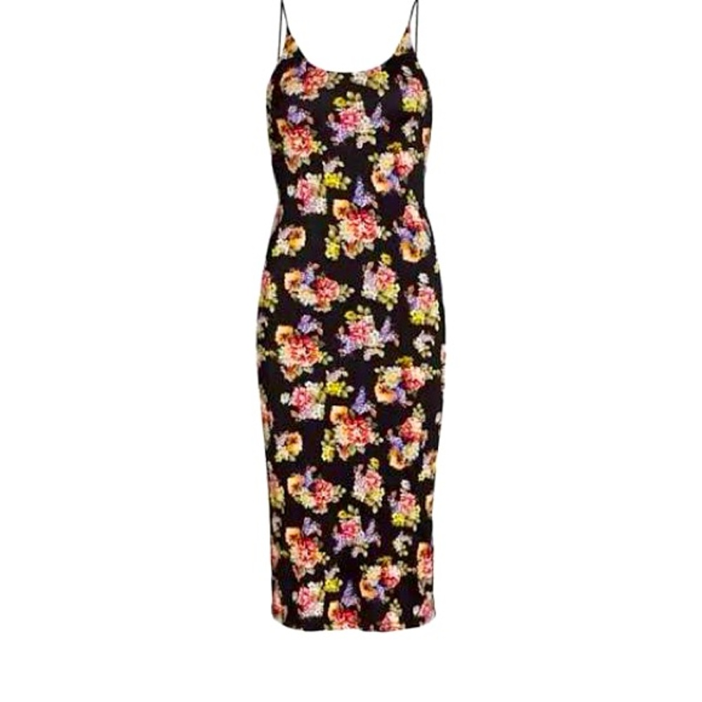 Alice + Olivia Pink and Orange Slip Midi Dress